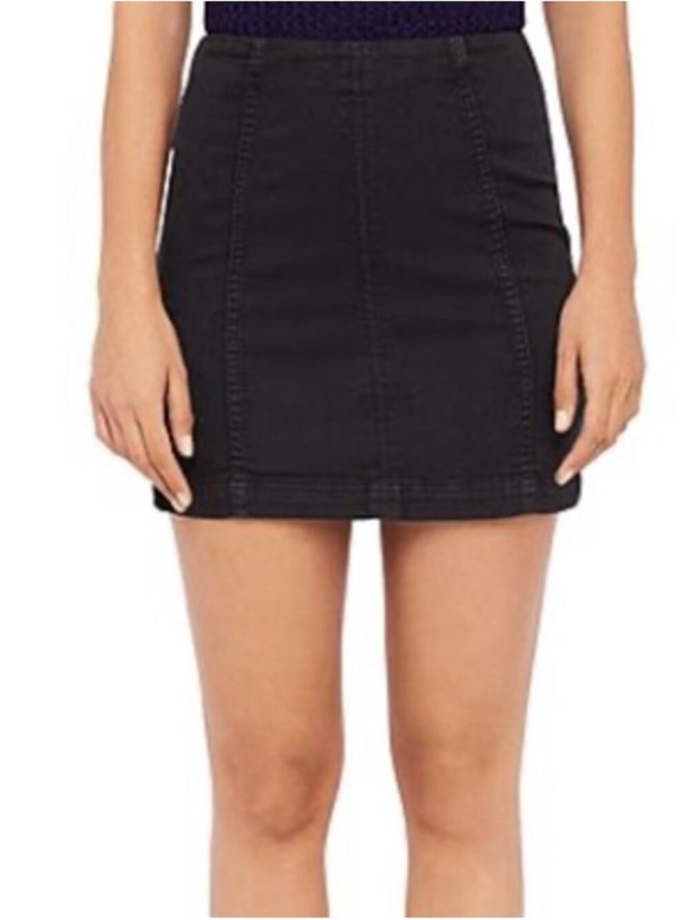 Free People Black Denim Mini Skirt - Women's Classic A-Line